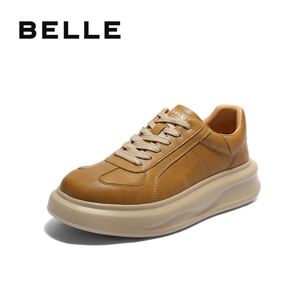 百丽厚底增高休闲鞋男鞋25秋季新款时尚复古潮流百搭低帮系带板鞋