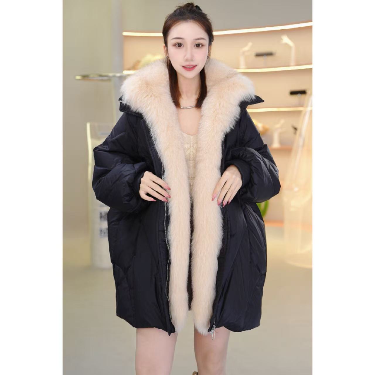 【天使之翼】保暖绒朵|高定可拆卸银狐狐狸毛女中长款气质外套轻奢