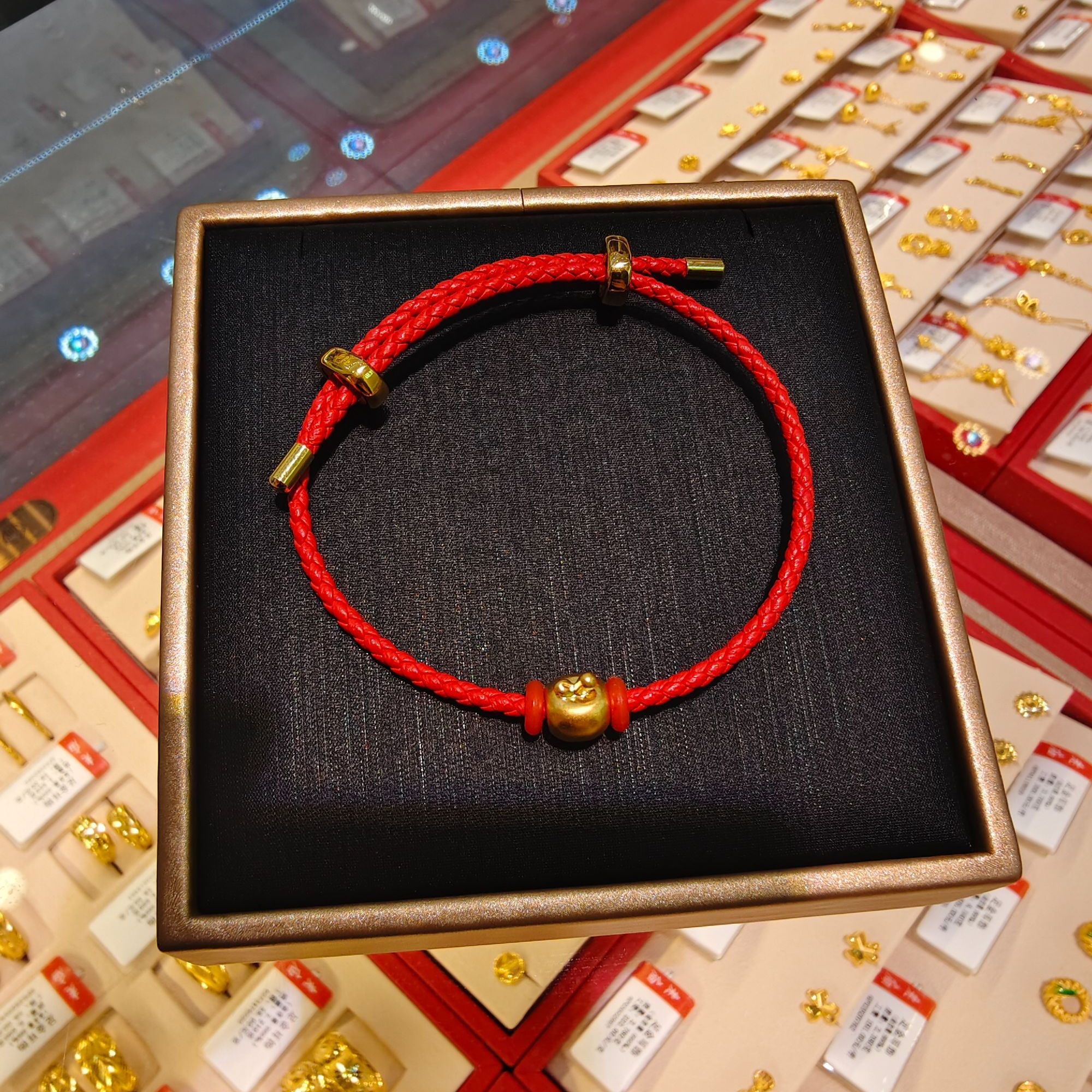 老庙黄金吊坠足金999挂坠手饰手绳圣诞节生日礼物平安夜苹果简约2