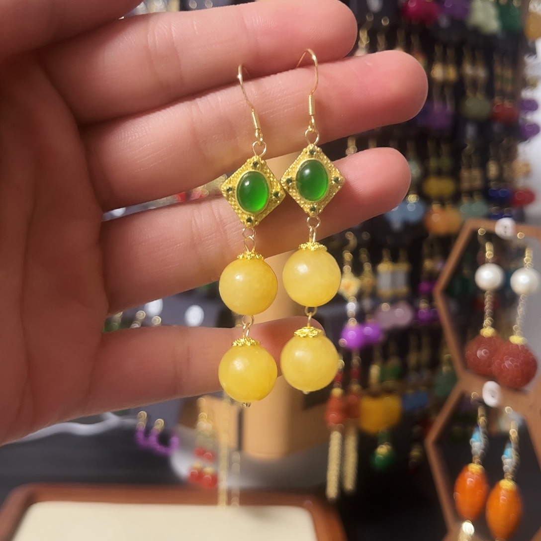 锆石纯铜925银耳饰