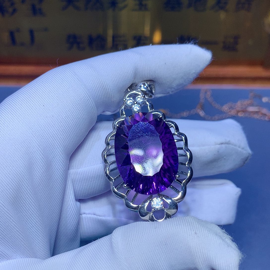 紫晶颈饰银S925镶嵌1122