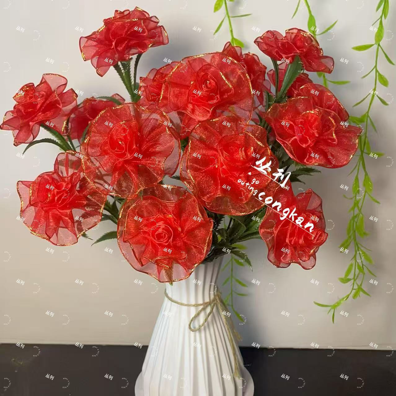 【4厘米雪纱带金边】转运花 花束礼物材料手工DIY