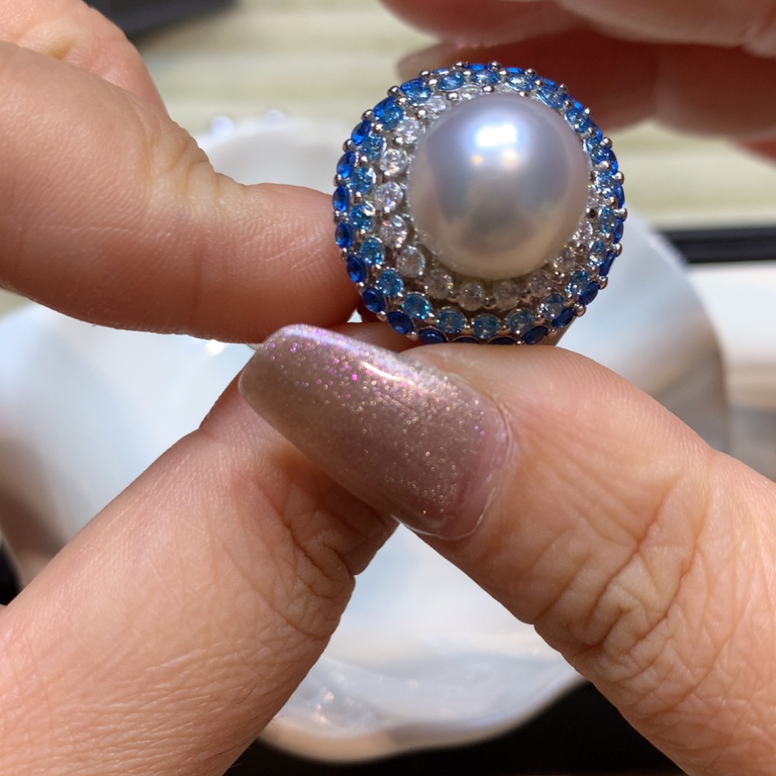 海水珍珠戒指银S925镶嵌