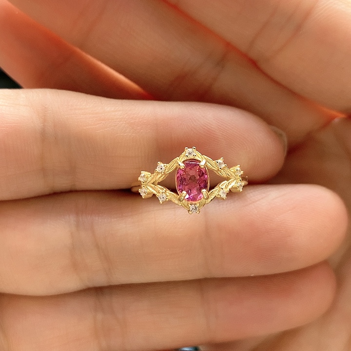 碧玺戒指银S925镶嵌纯天然