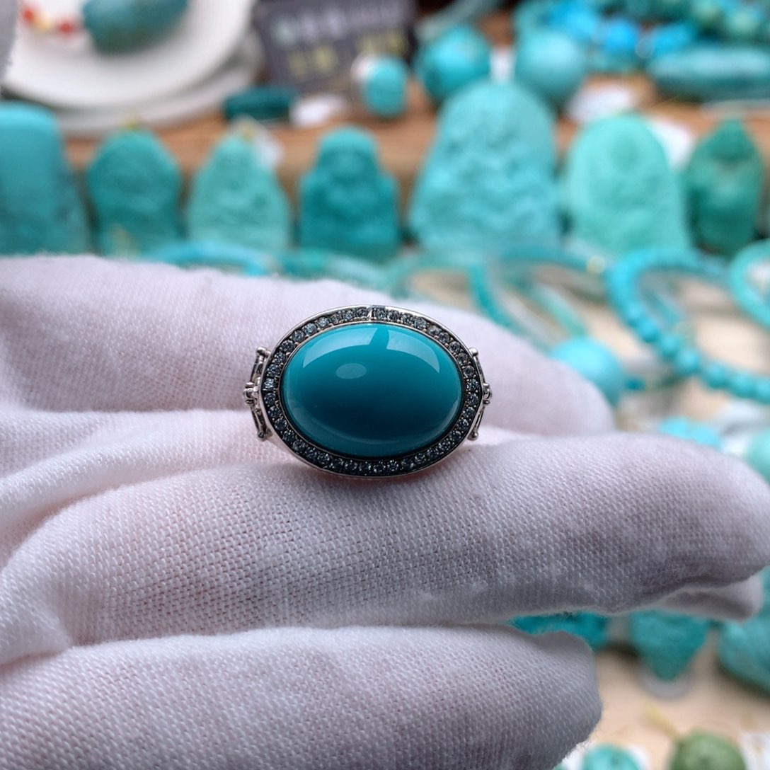 绿松石颈饰银S925镶嵌