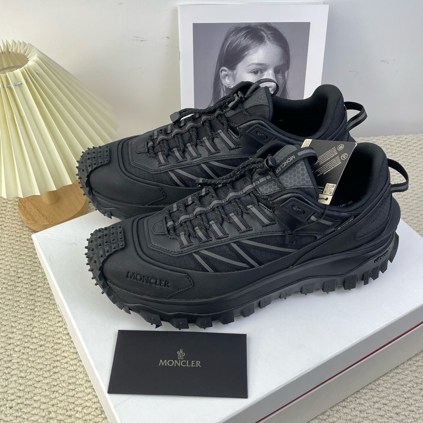 99新 MONCLER 6465/Moncler圆头系带低帮休闲鞋/43码/大全套