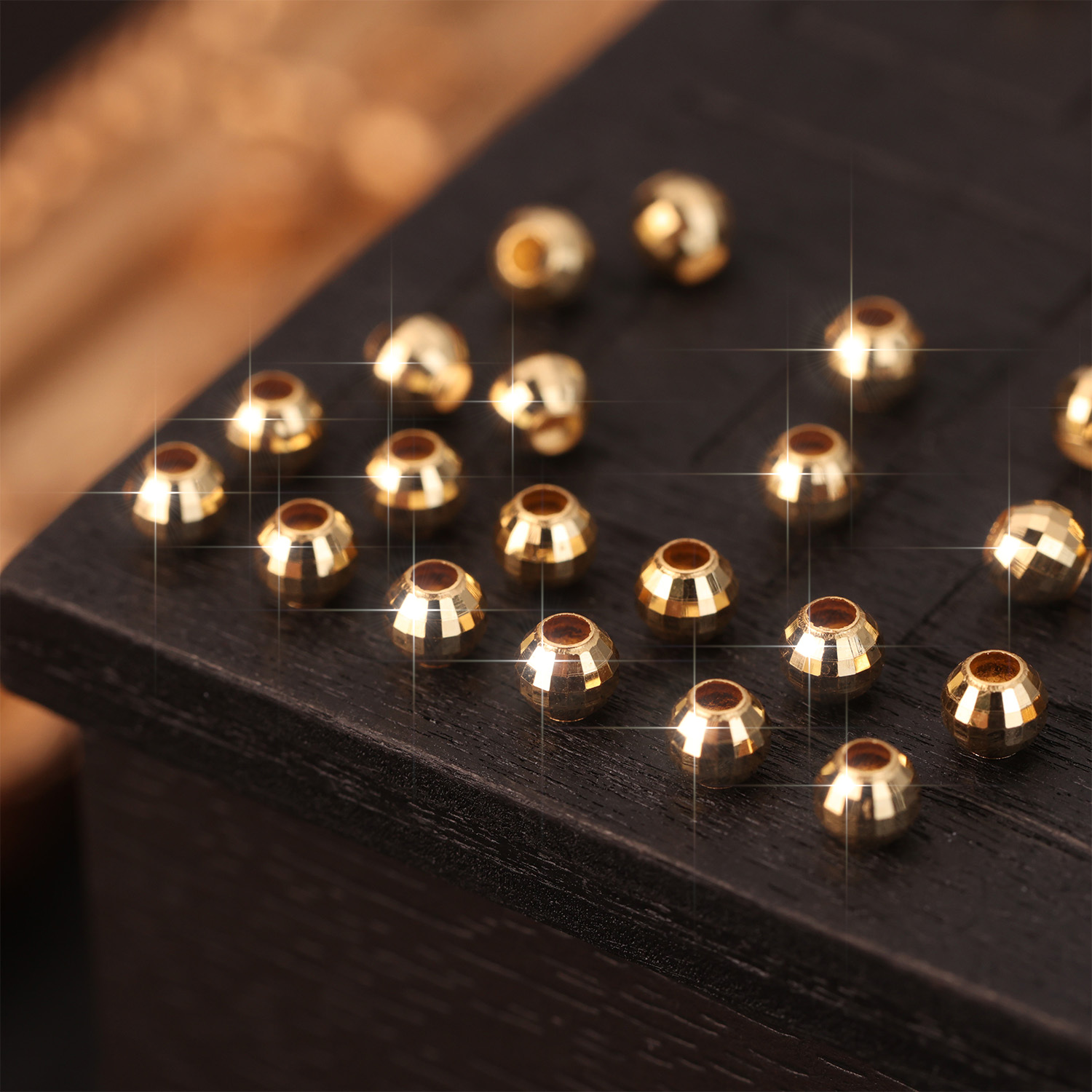 【来福团价】10颗|||18k金爆闪蹦迪珠3mmDIY隔珠配饰发货数量为4颗