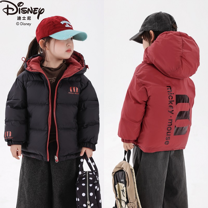Disney/迪士尼秋冬双面穿加厚儿童拉链厚款连帽羽绒服XZE4SU8999