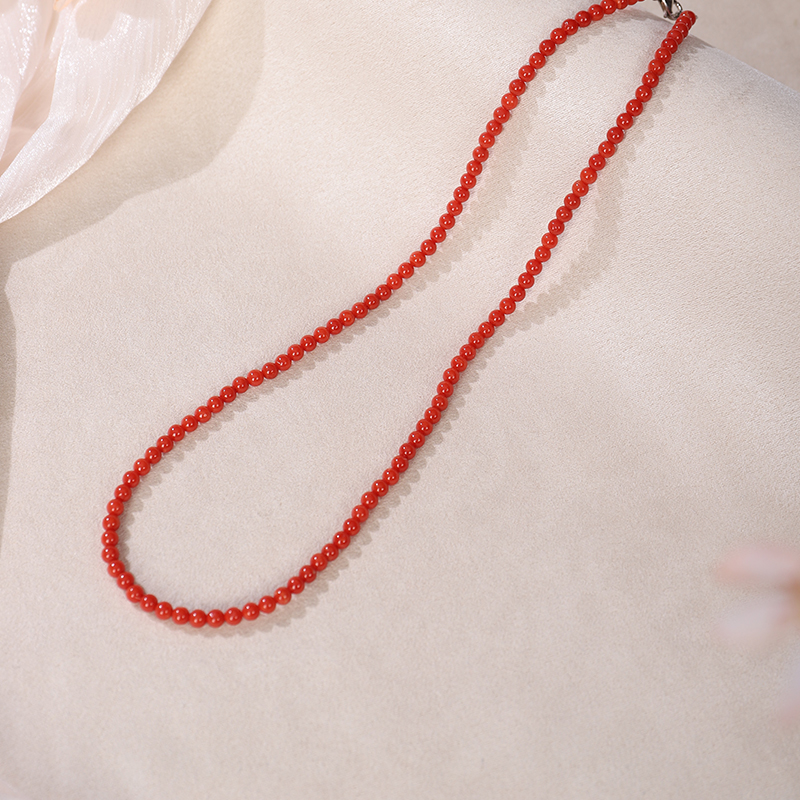宝岛QL珊瑚 多样性发货 红珊瑚圆珠项链 约4mm+/223009
