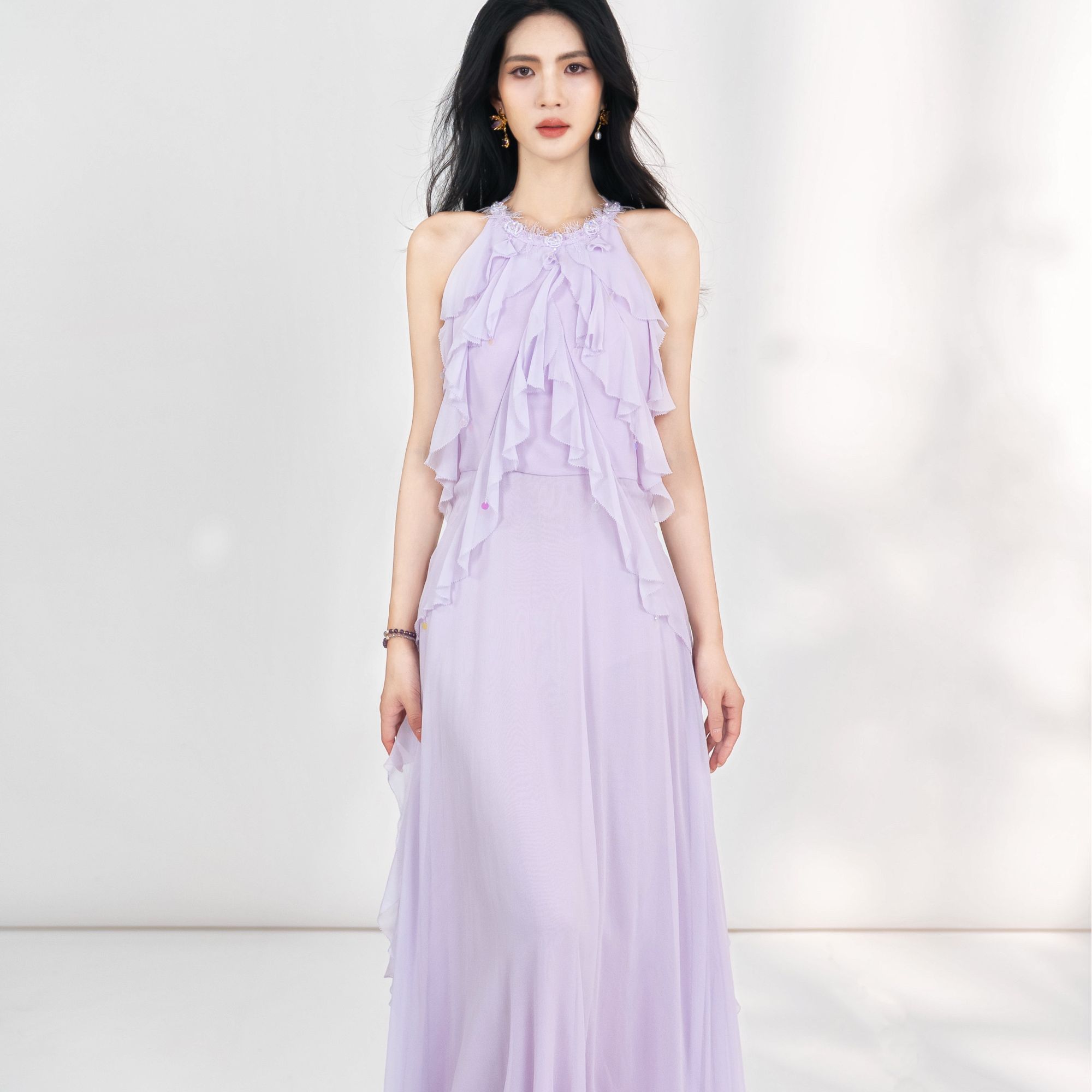 【设计师品牌】YINGCHOI 新款 夏季真丝乔其连衣裙 32747