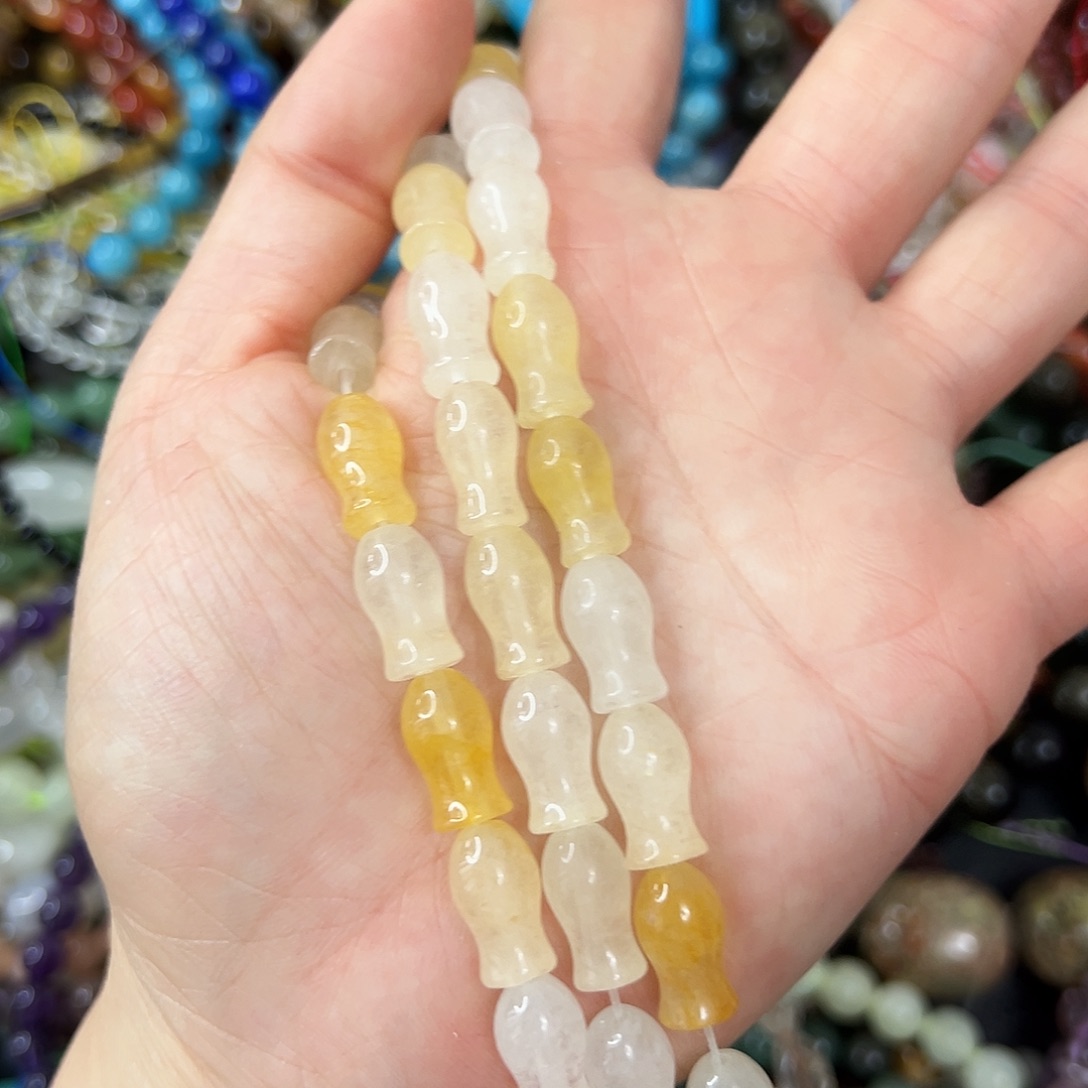 玛瑙/玉髓合金珠宝半成品金丝玉花瓶26颗