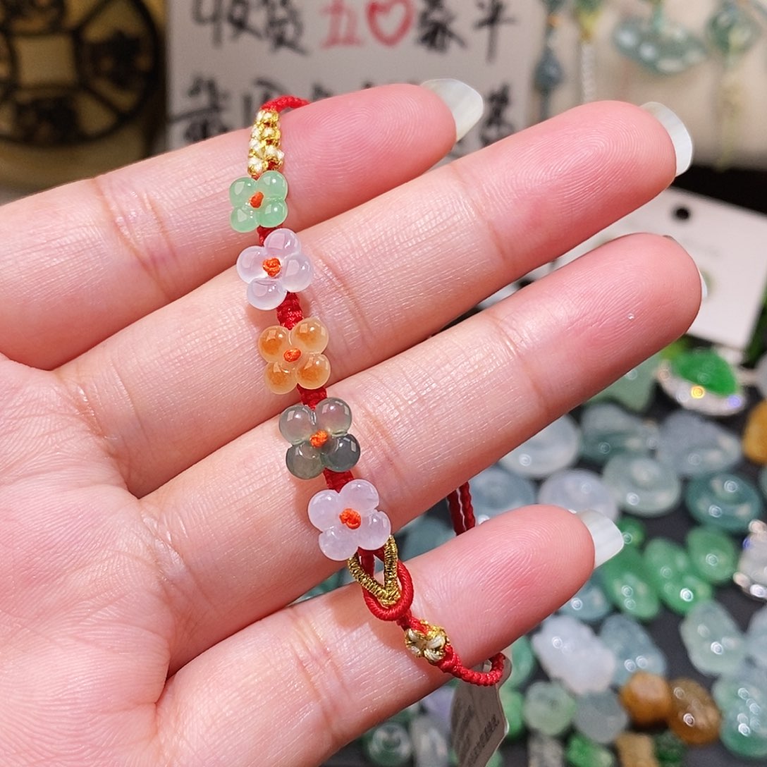 翡翠未镶嵌颈饰五花手绳16可