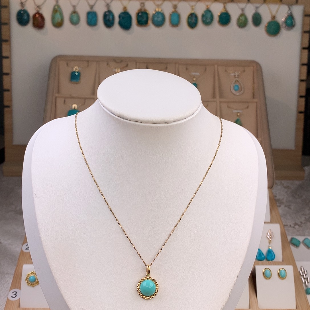 绿松石18K金镶嵌吊坠(不含链)