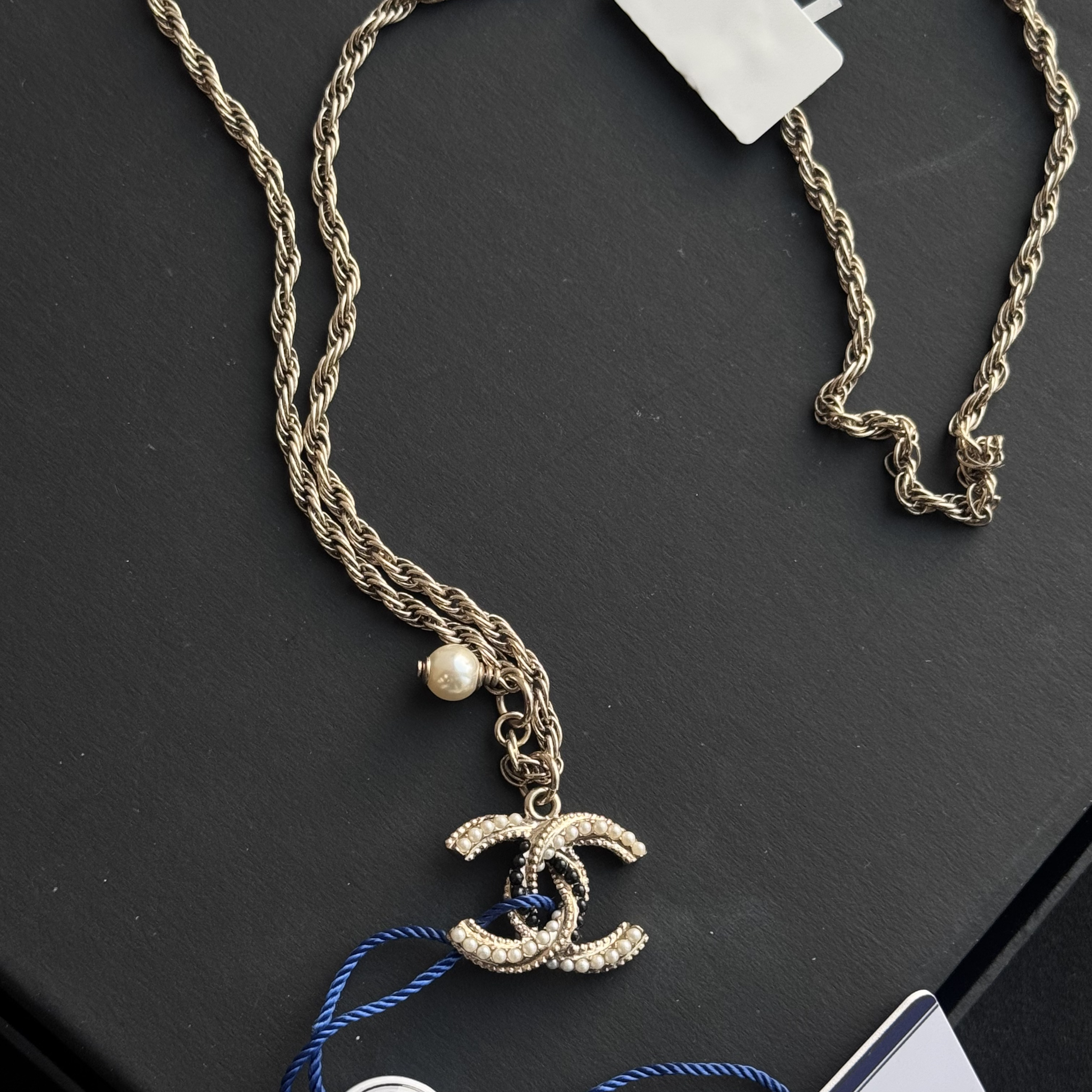 95新 Chanel/香奈儿 香奈儿黑白珠珠密镶项链