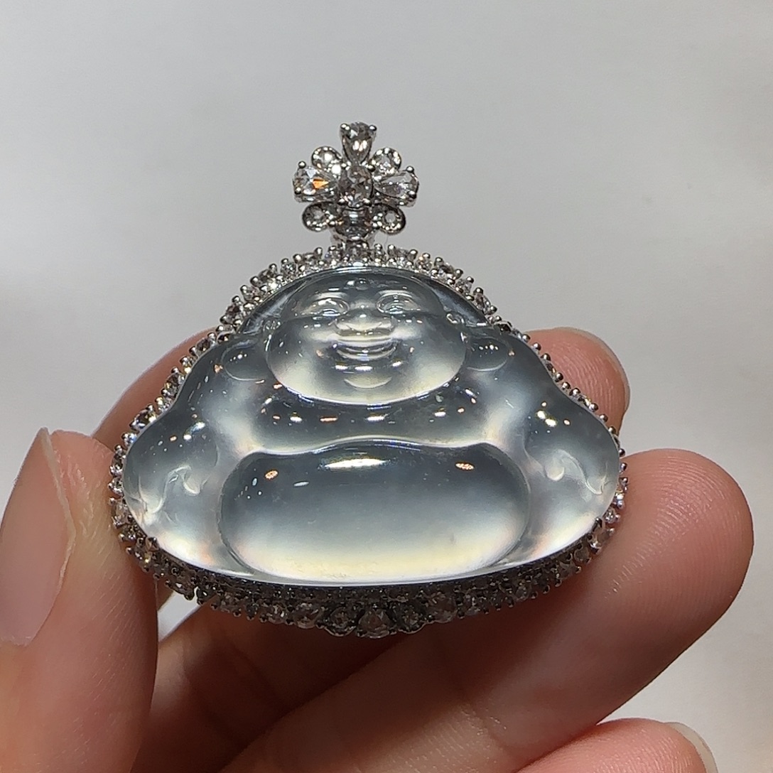 翡翠18K金镶嵌吊坠(不含链)佛公