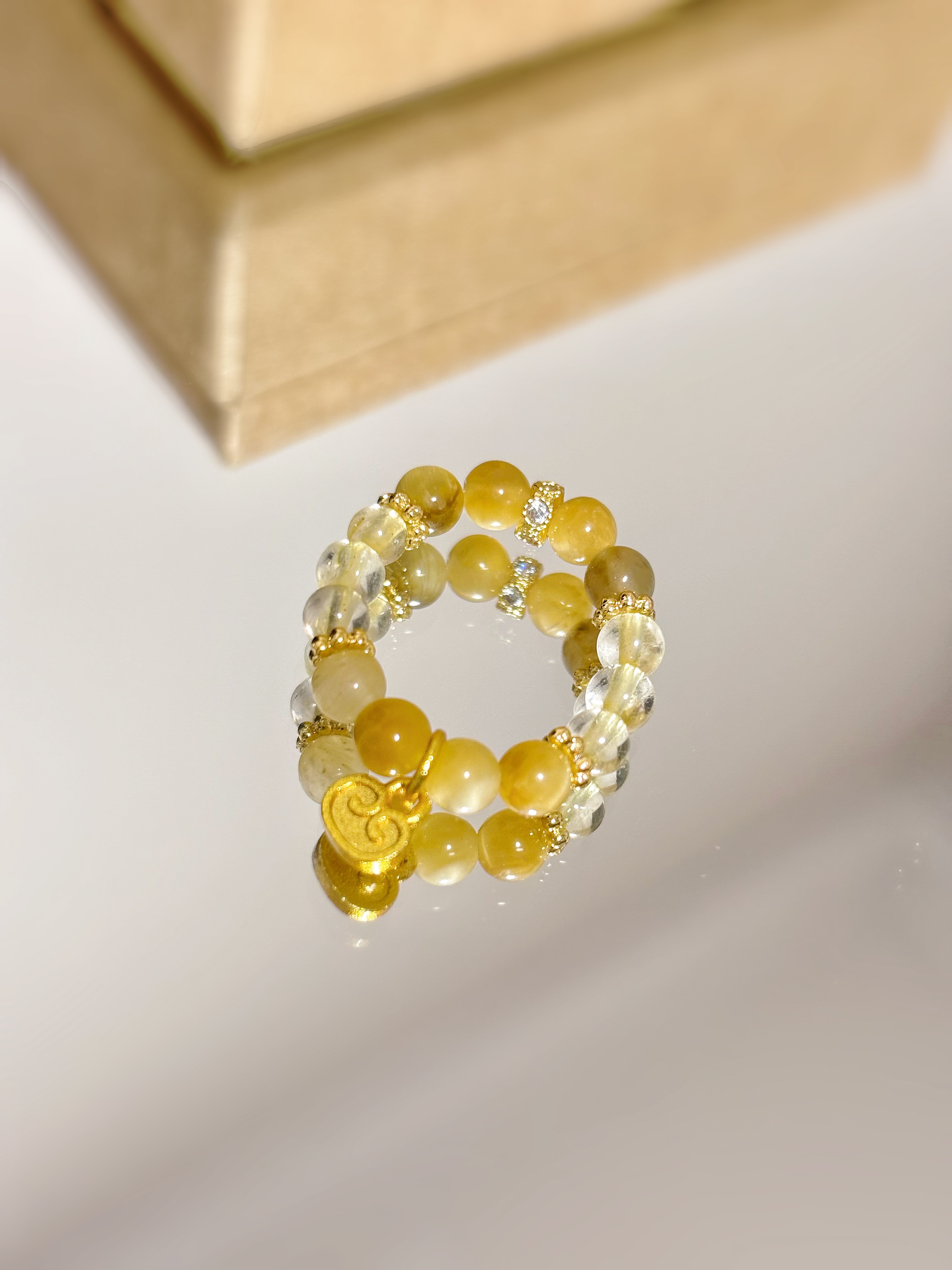 C-21 天然金发晶 金虎眼祥云吊坠DIY设计款戒指戒圈