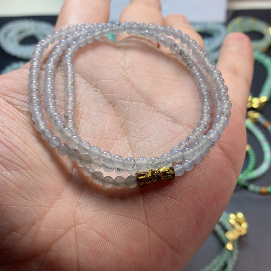 定制翡翠未镶嵌卡3.7冰乌鸡长串