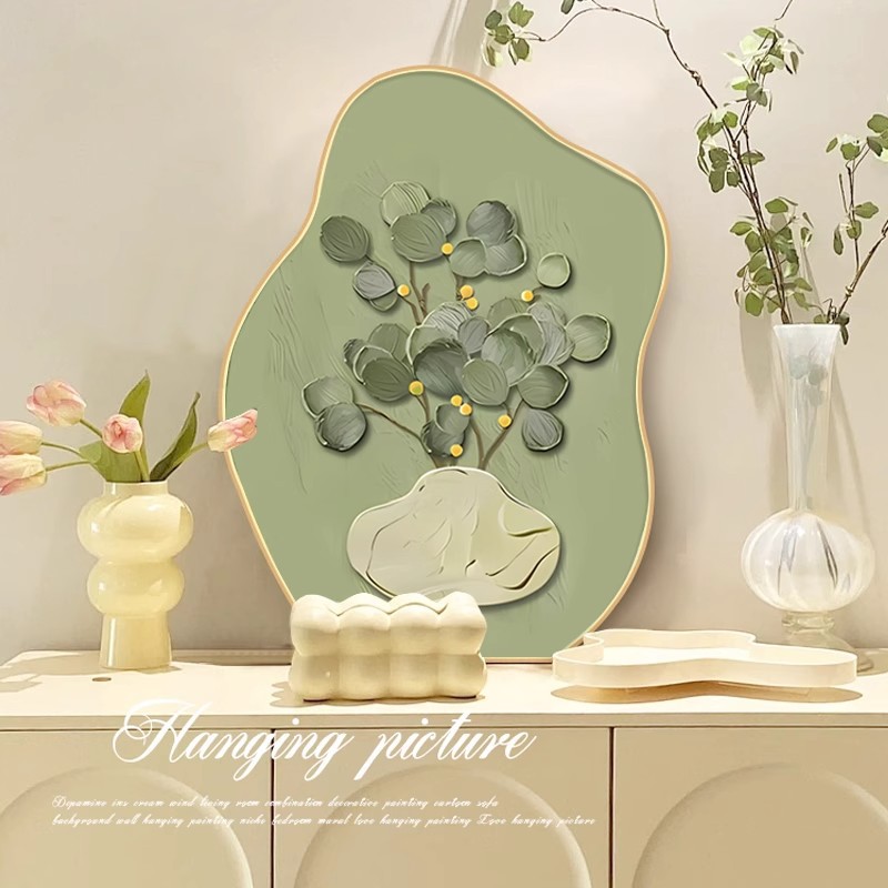 奶油风入户玄关柜装饰画客厅桌面摆画电视贵摆件挂画高级感大气
