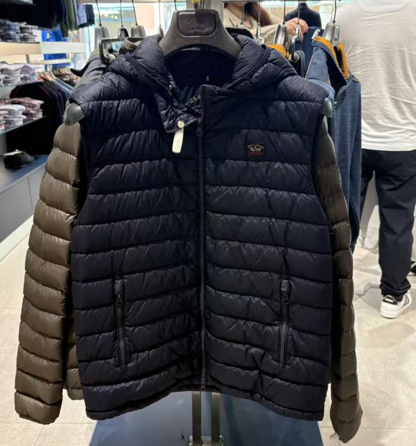 保鲨 不退换 藏青色连帽鹅绒马甲  下单联系客服