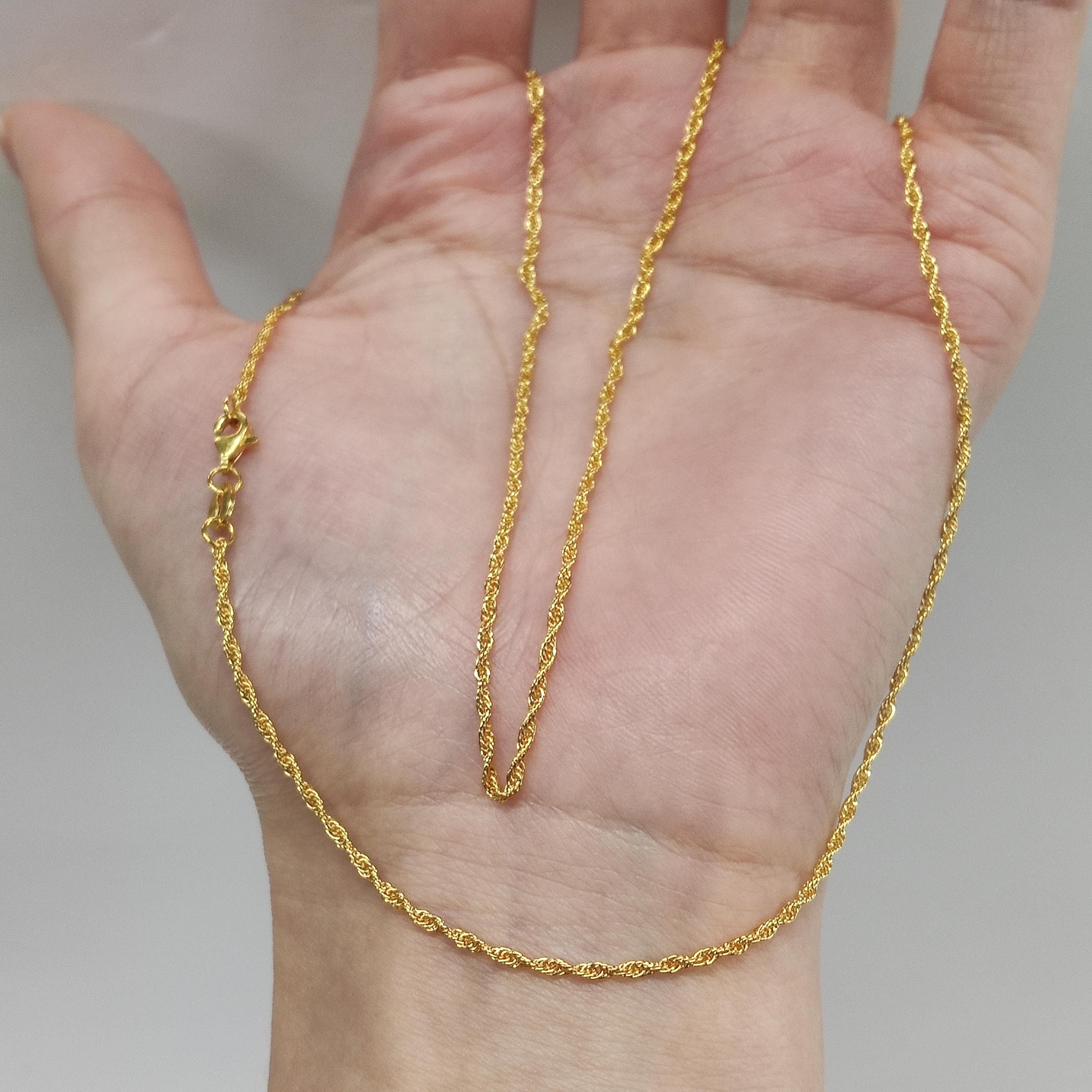 【金素链】水波纹素链黄金5G足金999经典简约时尚复古百搭项链50CM
