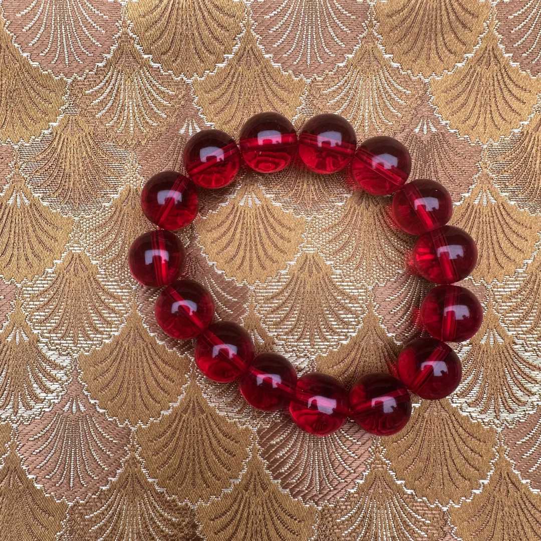 非金属项链 【 炎轩文趣斋】红色透sj圆珠手串