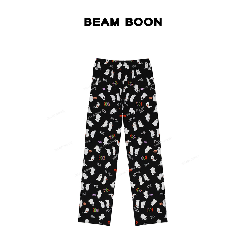 Beam Boon | 【奶酪蛋蛋】超松软！秋冬满印弹力松紧腰口袋直筒裤