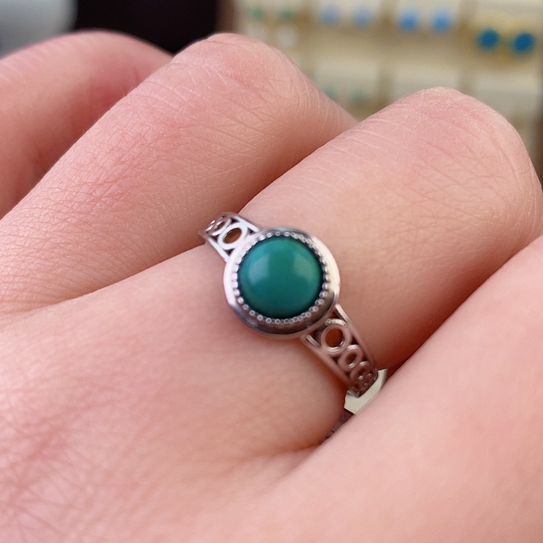 绿松石银S925镶嵌戒指