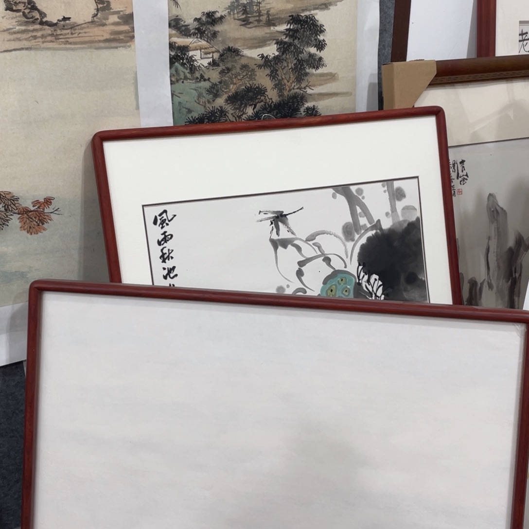 E***ɢ竖款公鸡写意花鸟画框