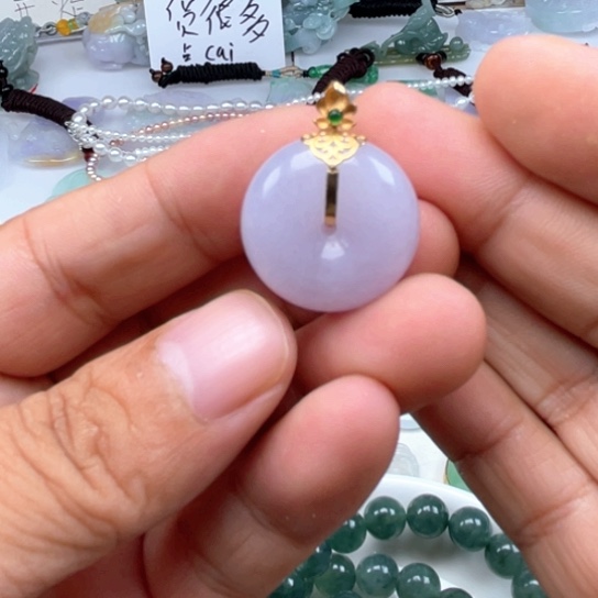 翡翠未镶嵌发饰翡翠冰紫大扣子