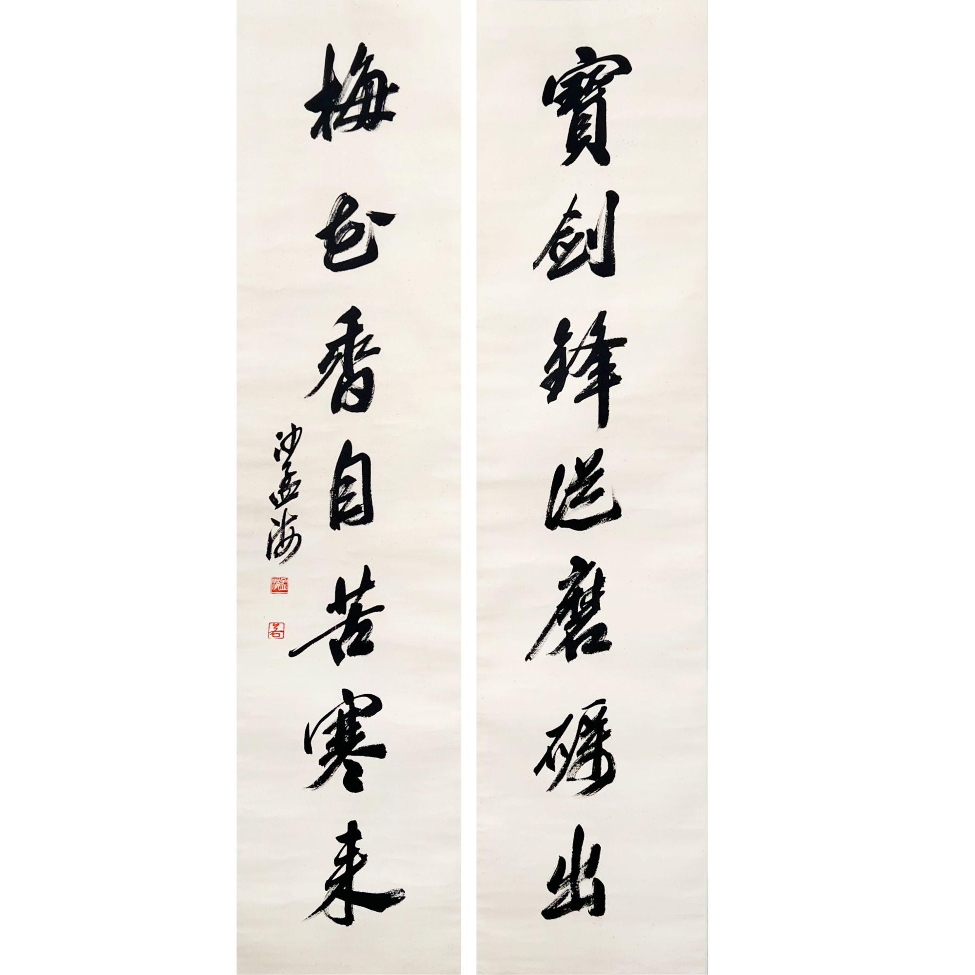 HD0662-沙孟海书法对联137.5x33cmx2/约8平尺