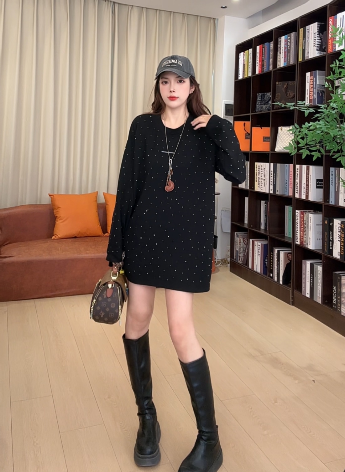 2025新款T恤上衣卫衣长袖冬季休闲潮流风百搭宽松圆领1980