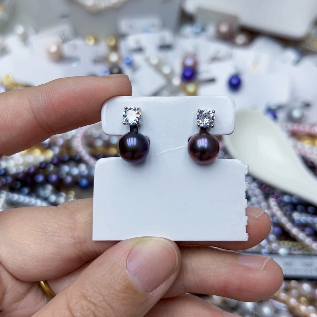 淡水珍珠耳饰银S925镶嵌