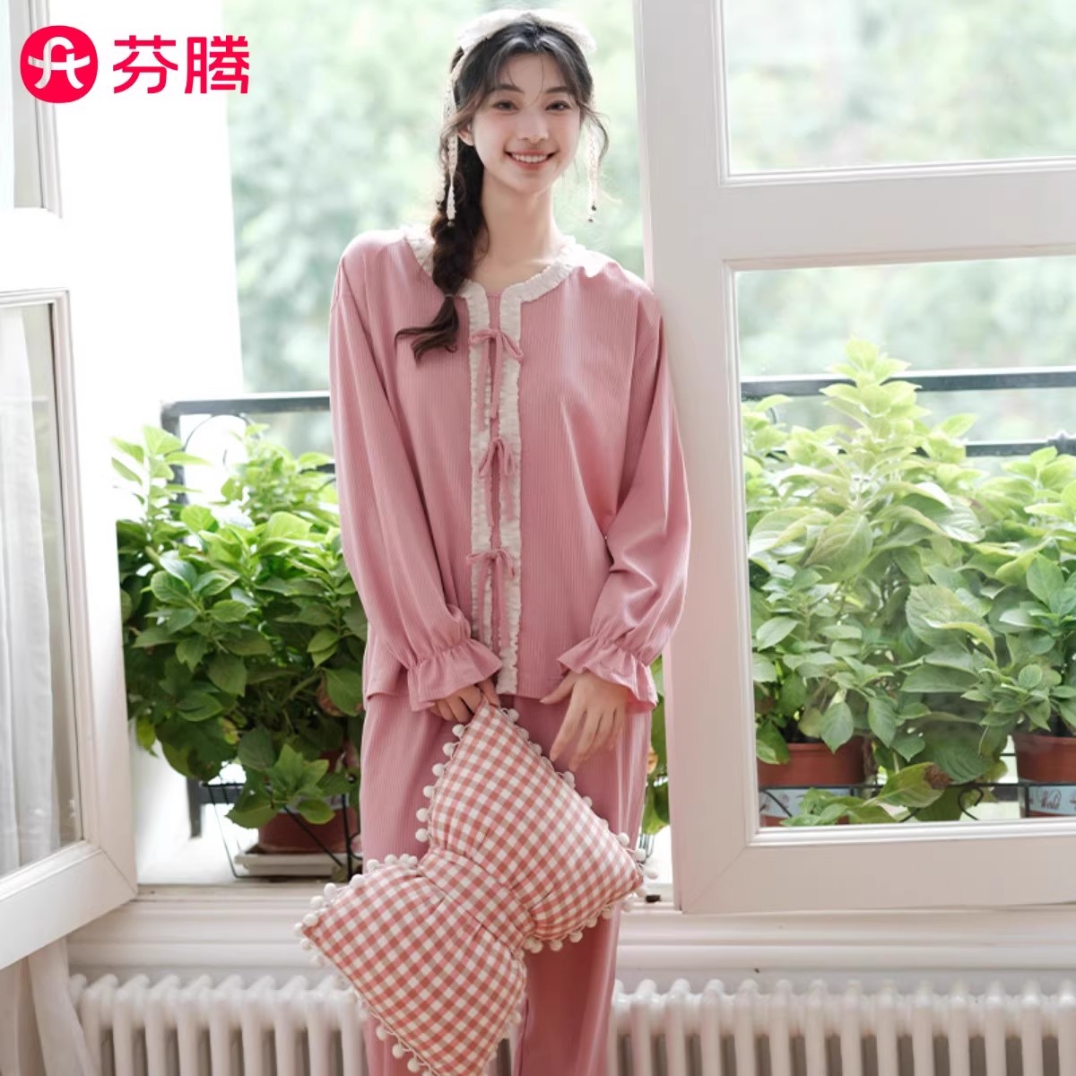 芬腾女士睡衣春秋款纯棉长袖2025新款宽松大码秋冬季家居服可外穿