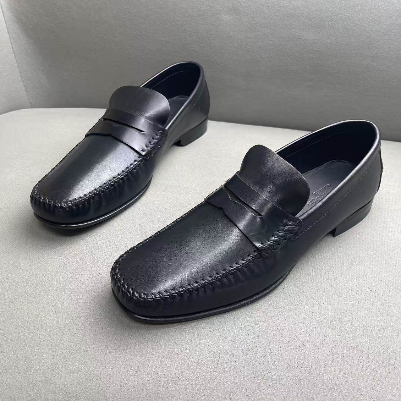 未使用 ZEGNA 杰尼亚黑色亮面皮革时尚商务皮鞋 42码/全新