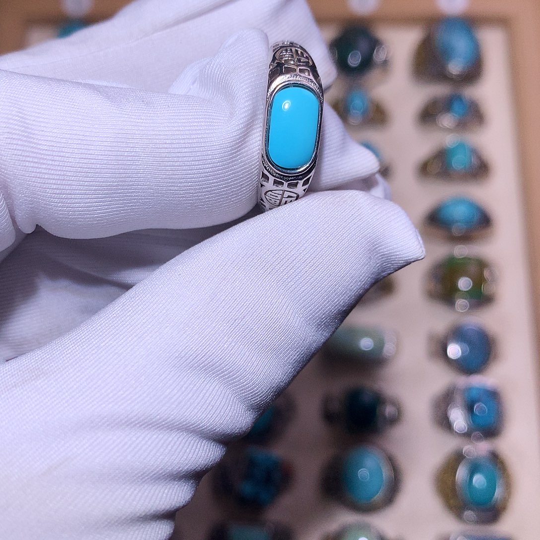 绿松石银S925镶嵌戒指