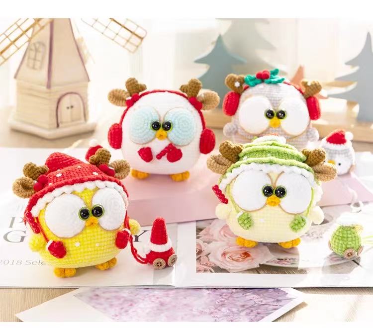 【南三暖手作】圆滚滚胖小鸡圣诞系列毛线玩偶手工钩织DIY摆件成品