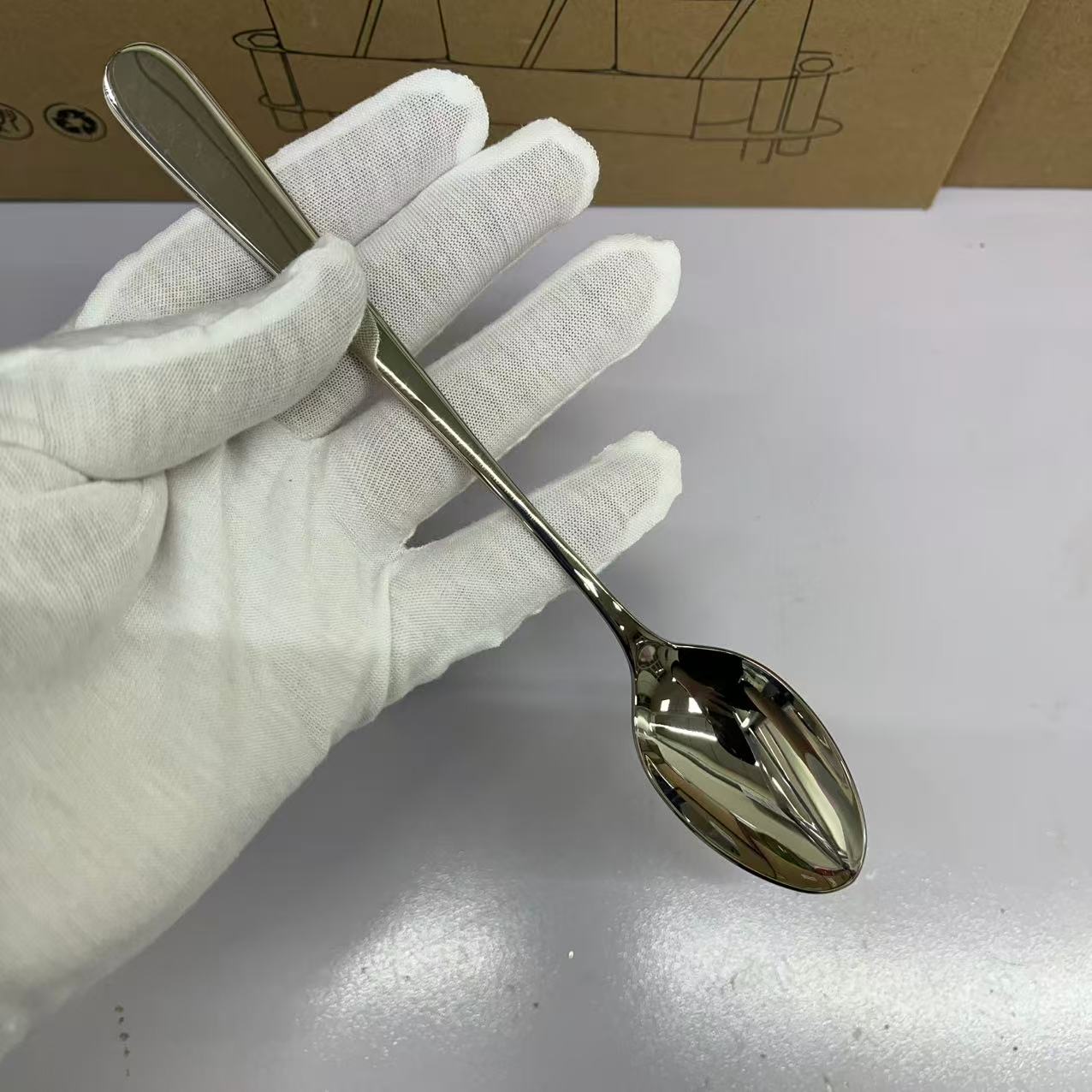 VE出口品质18-10不锈钢长冰更调酒匙更牛奶搅拌蜂蜜勺子蛋勺调羹