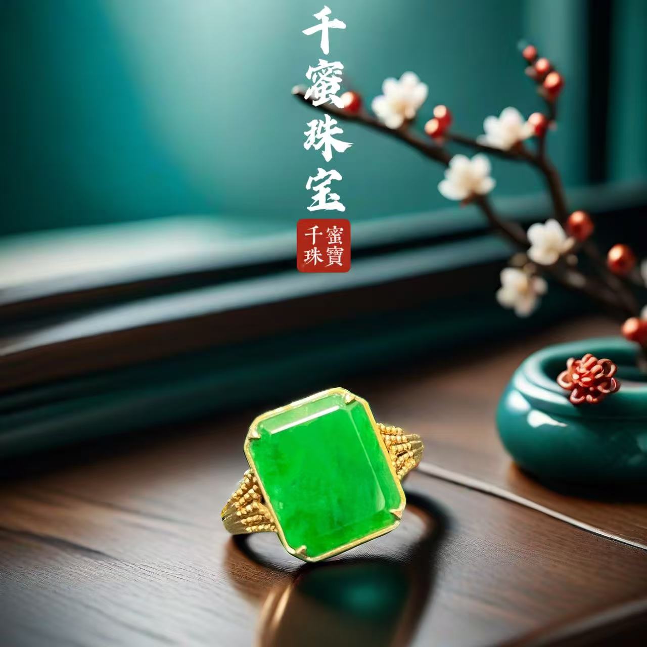 18k天然缅甸A货翡翠闪亮戒指8Q3011无事牌翡翠