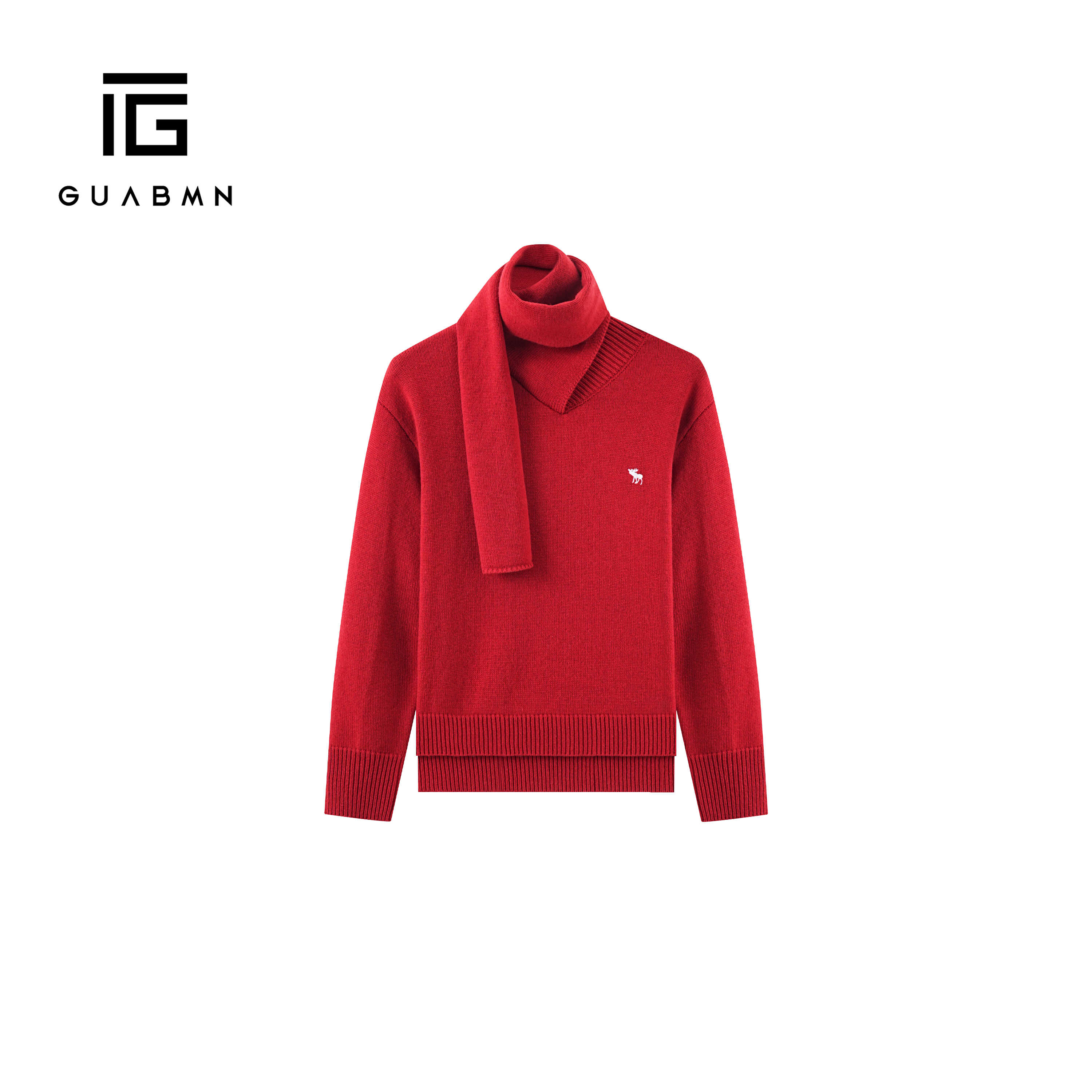 GUABMN2025冬季新款围脖套头毛衣宽松长袖针织衫187