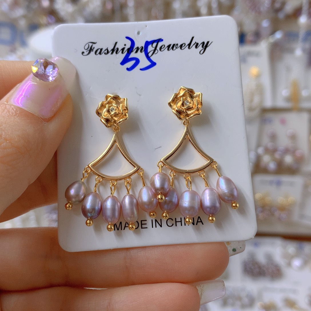 淡水珍珠耳饰银S925镶嵌