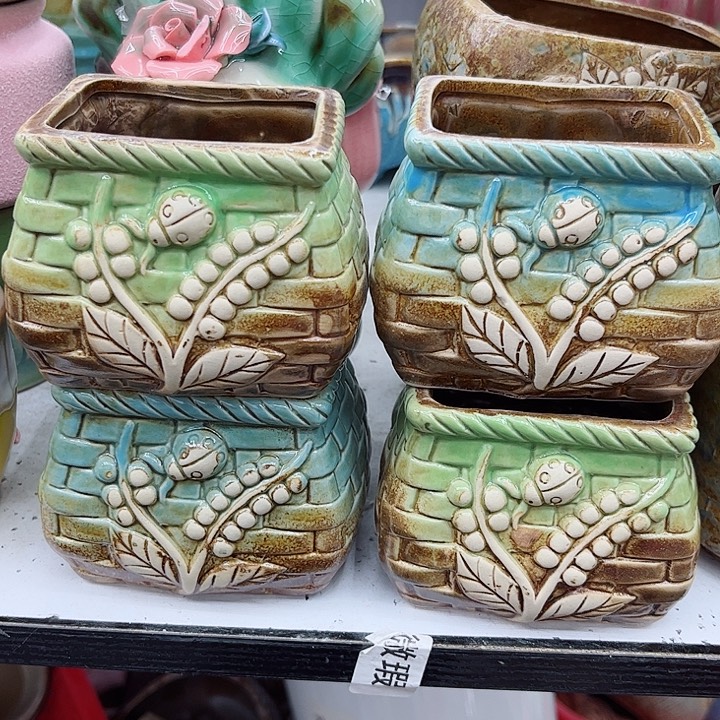 多肉绿植陶瓷花盆9.9包邮，有孔