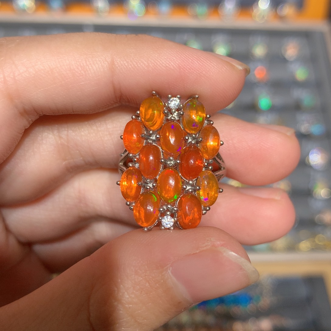 银S925镶嵌欧泊欧泊戒指y