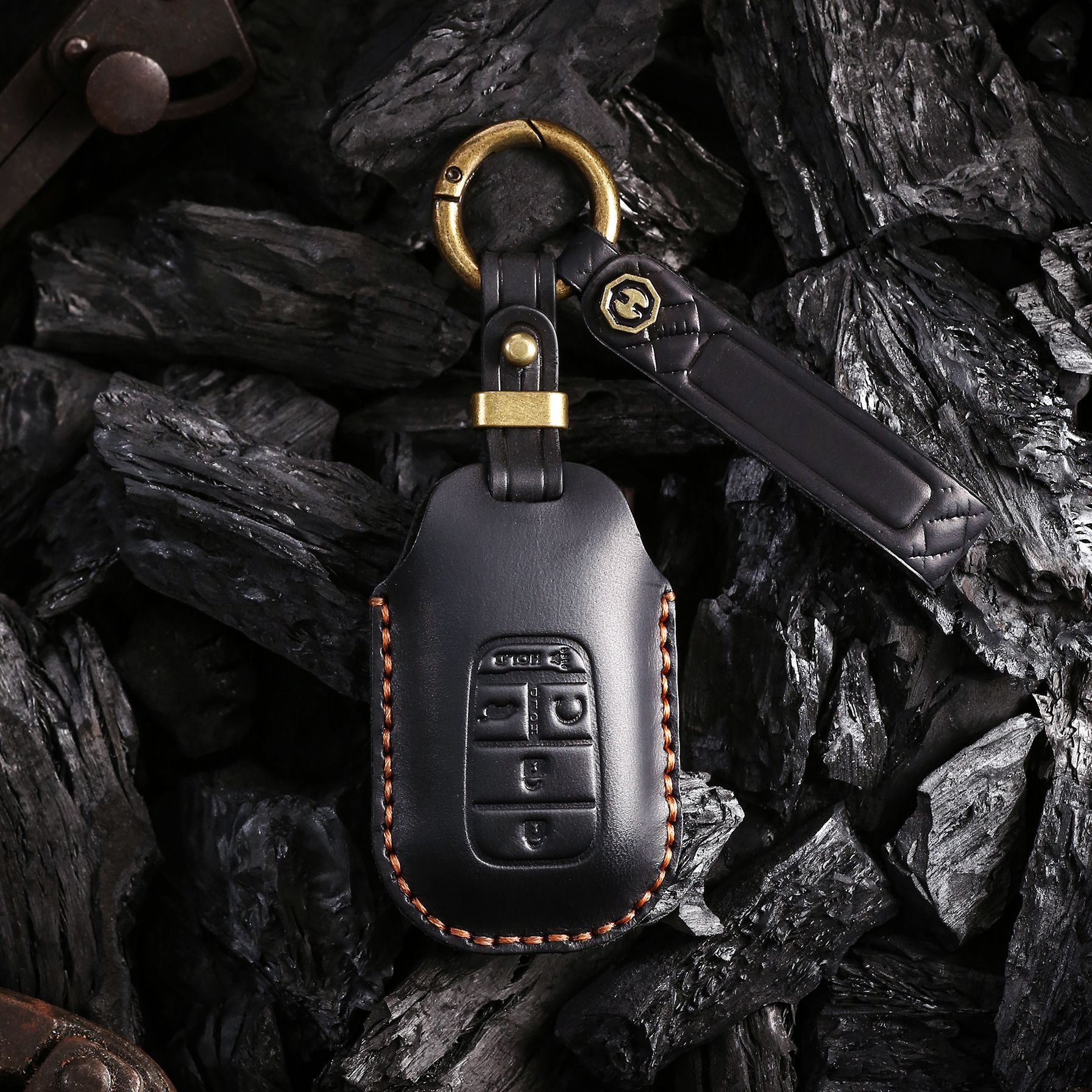 新品复古钥匙套适用于新款新本田雅阁思域纯手工真皮汽车钥匙包扣