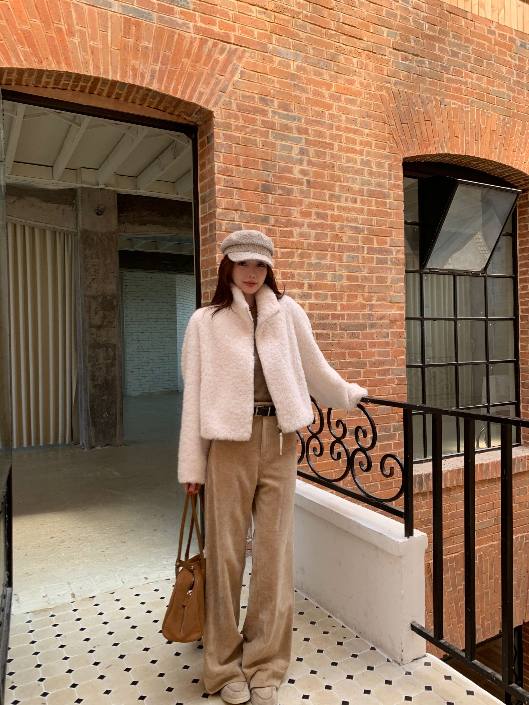 xxoossoo意大利斜纹丝绒光感阔腿裤小众设计感复古卡其色休闲裤女