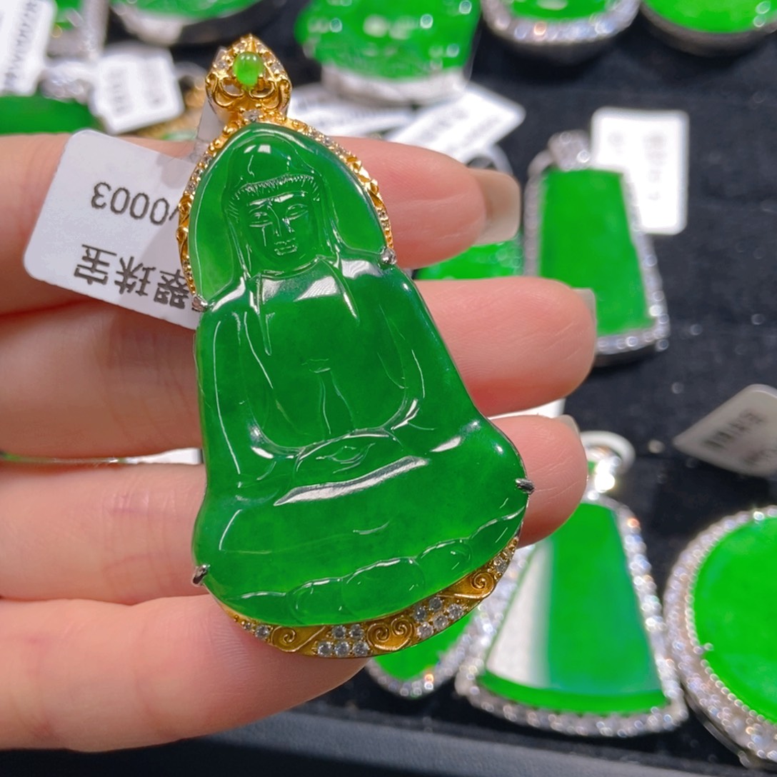 翡翠吊坠(不含链)银S925镶嵌