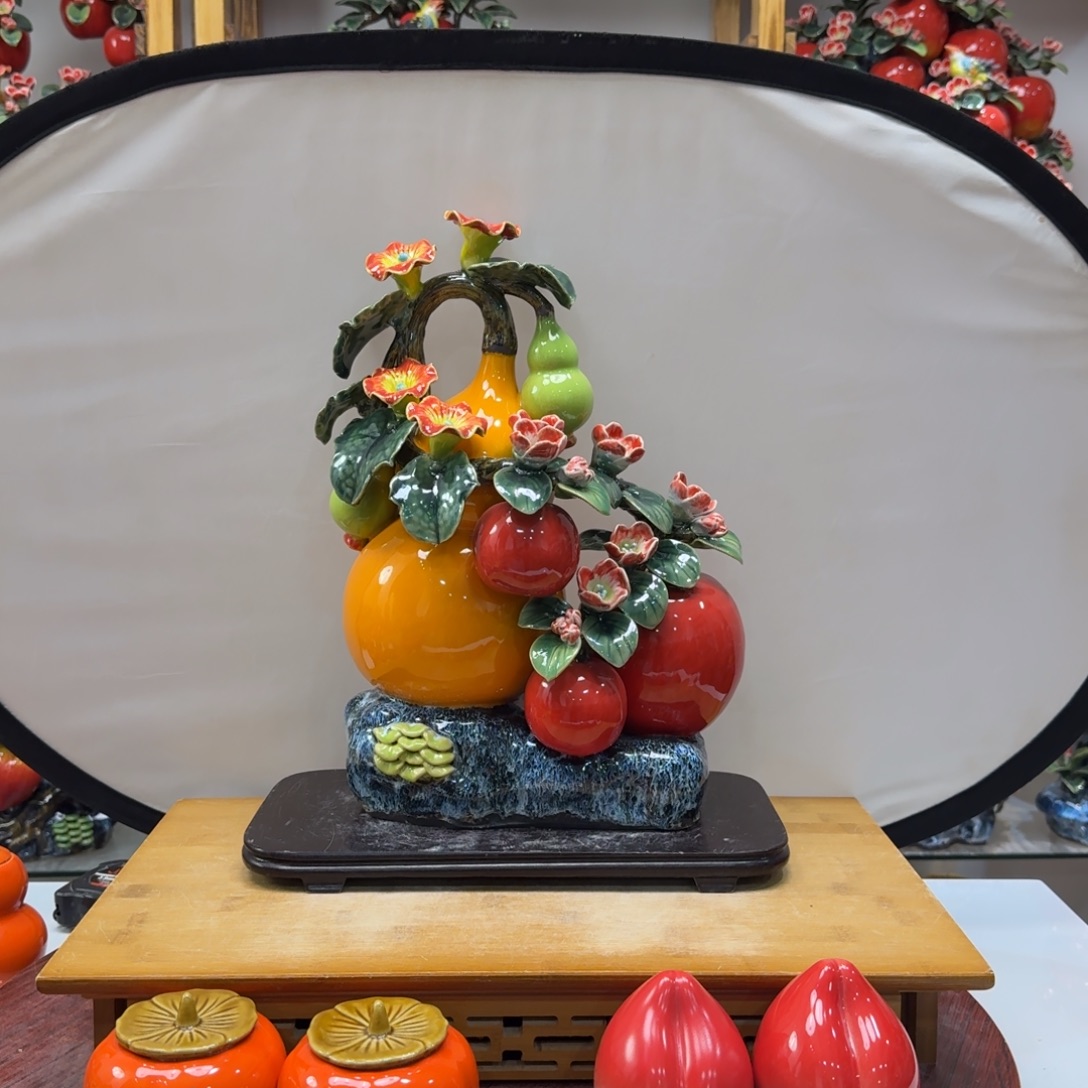 陶瓷福禄平安送柿子桃高42