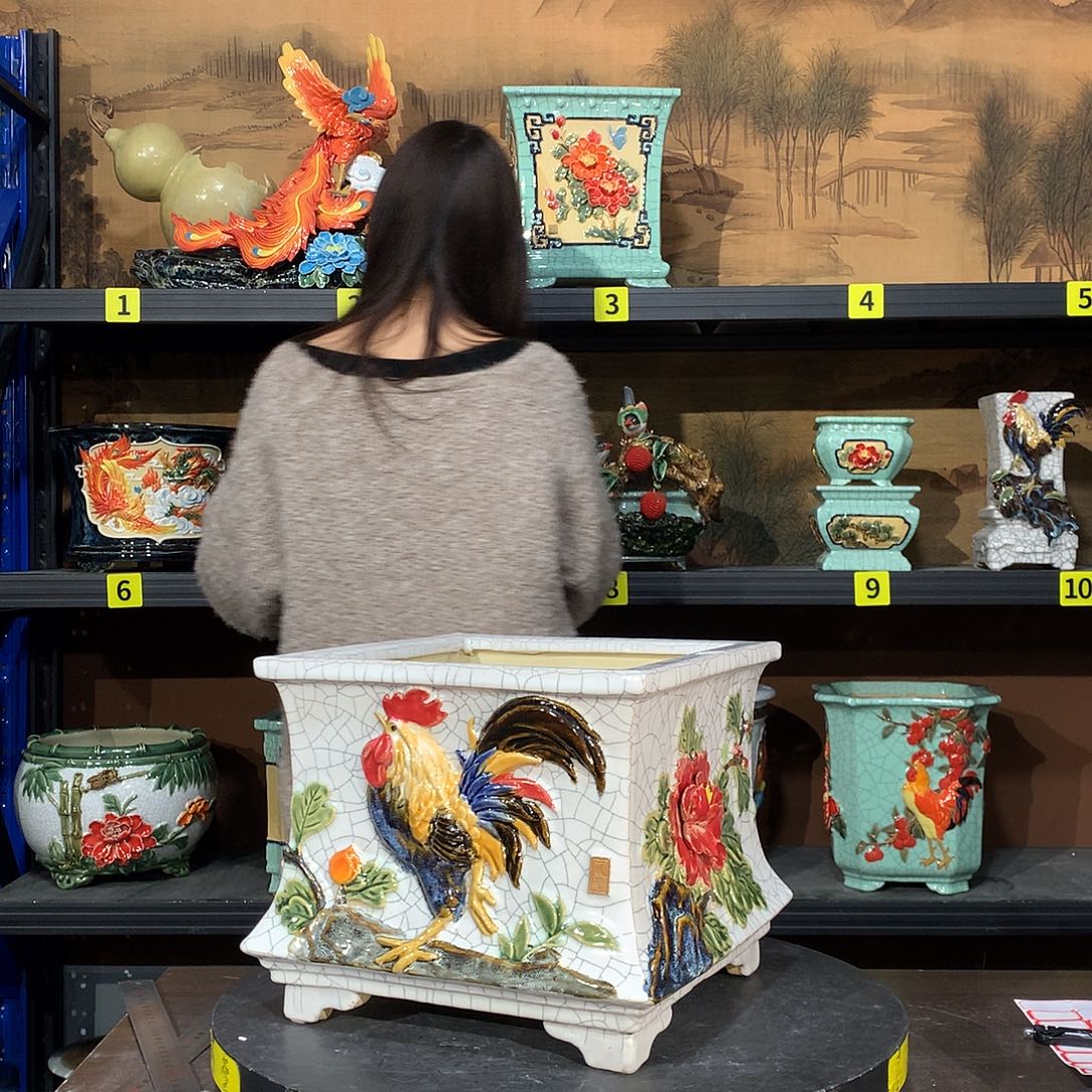 @***生高温烧制石湾盆花盆