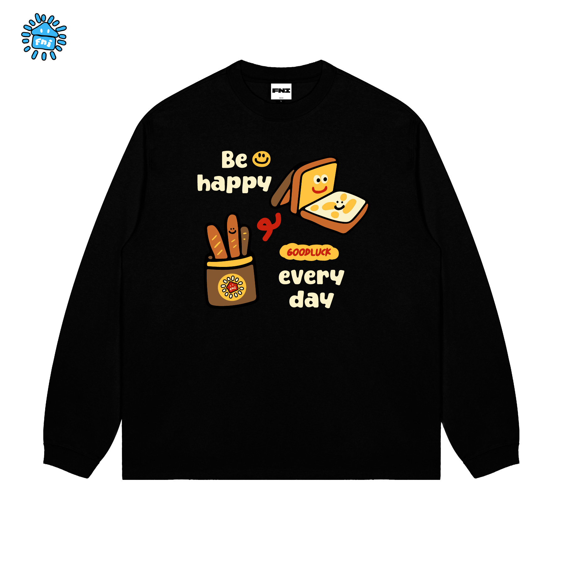 FNIcooper（面包派对）长袖男女情侣T恤趣味卡通重磅纯棉秋宽松发泡