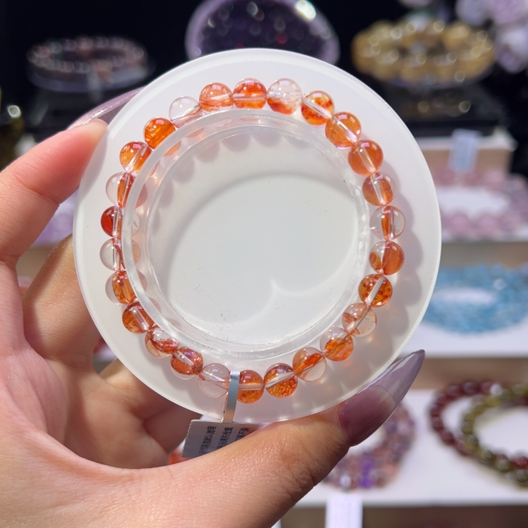 手串未镶嵌水晶清*糖纸胶花7mm