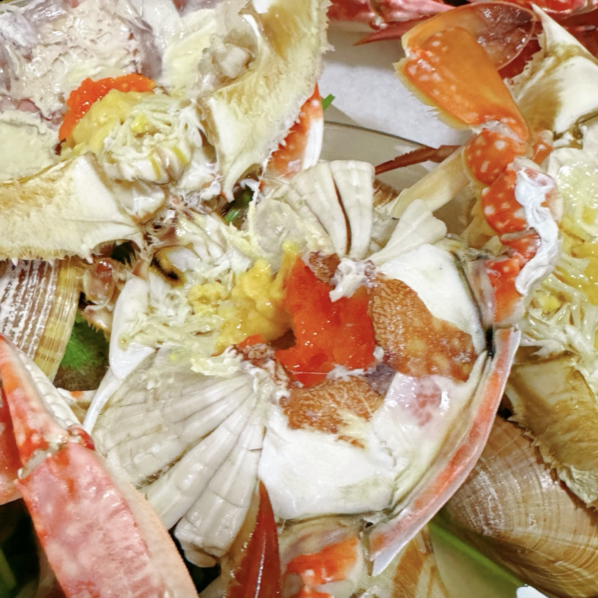 海洋岛三点红母飞蟹【2斤起拍】有断臂【保鲜不保活】3-5两左右/只